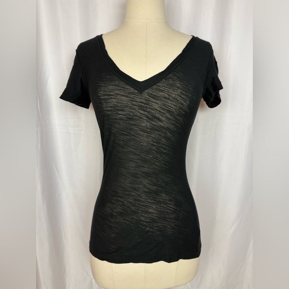 James Perse Sheer Black V-Neck Tee